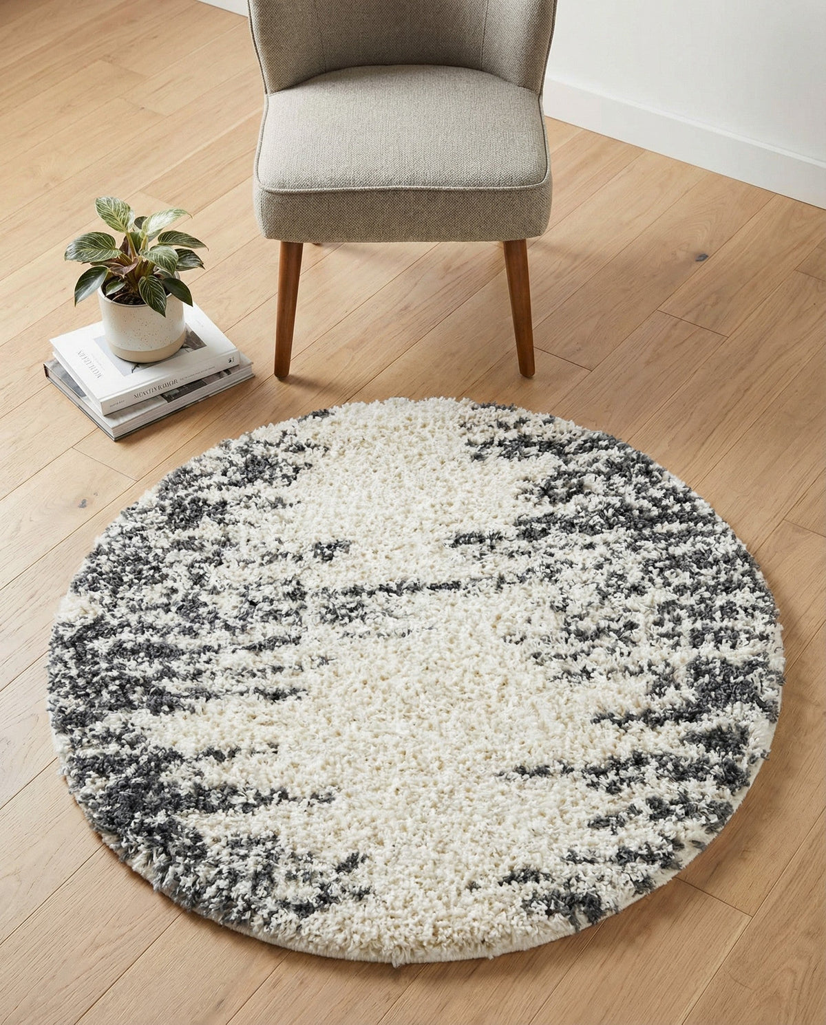 Tranquil Tides Shag Collection Area Rug - Marina Round White  lifestyle 157