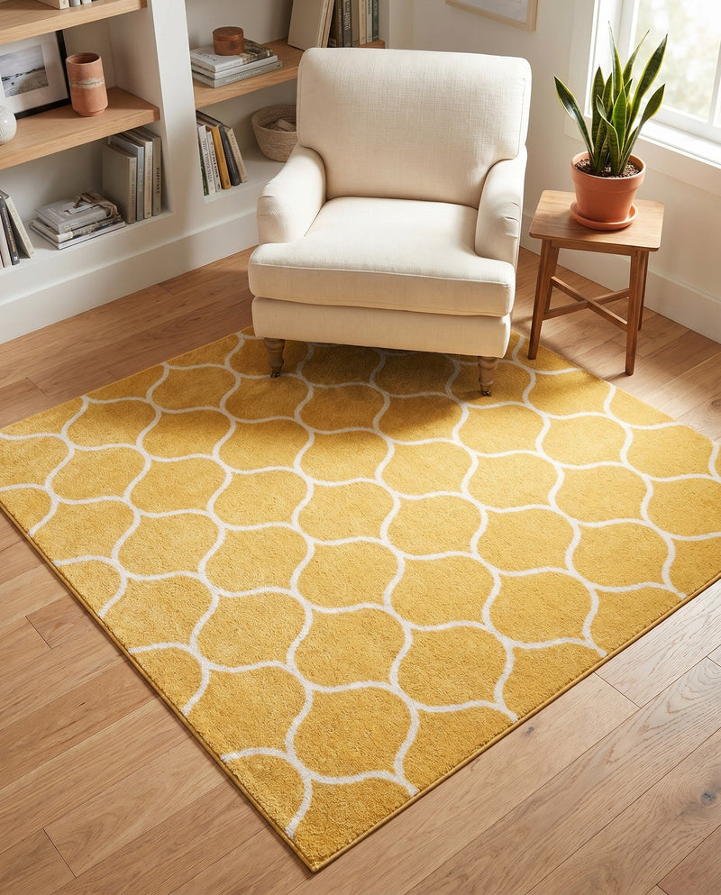 Trellis Mosaic Collection Area Rug -  Pergolatown (Yellow) Square Yellow  lifestyle 78