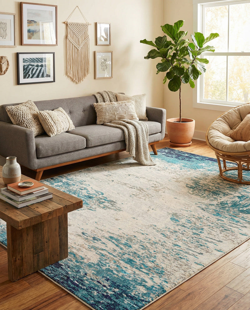 Colorburst Oasis Collection Area Rug -  Tropic Rectangle Blue  lifestyle 9