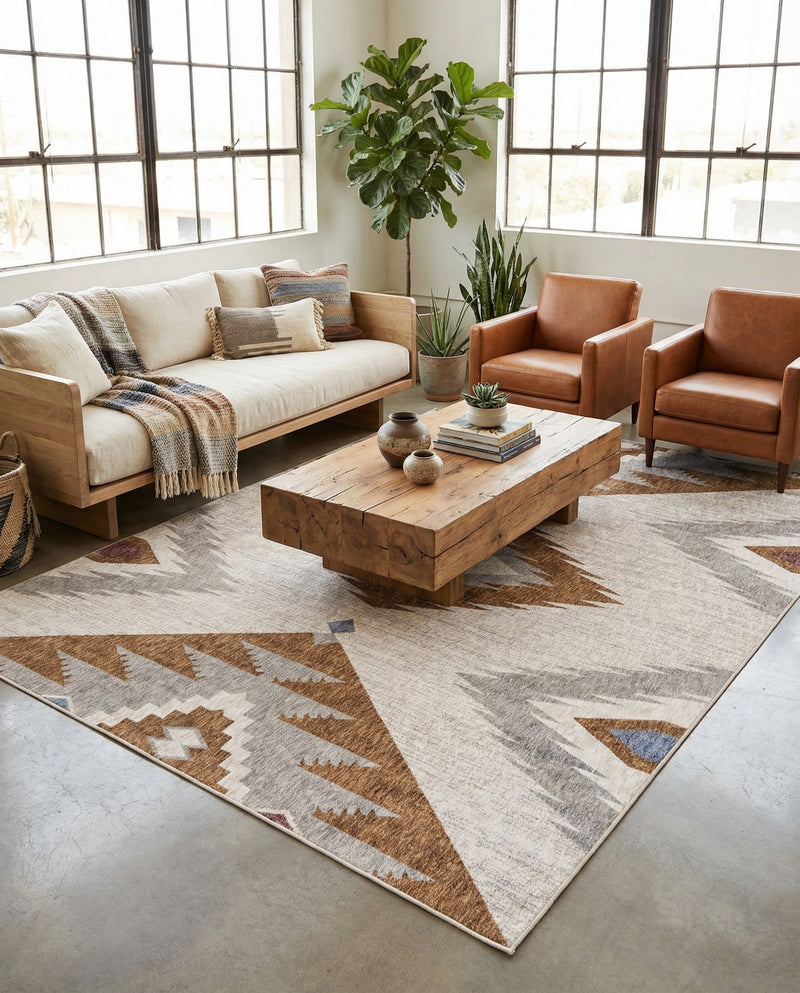 Desert Modern Eco Rug Series Collection Area Rug -  Zion Rectangle Ivory  lifestyle 15
