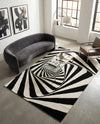 Cyclone Wool Collection Area Rug -  Twister Rectangle Black and White  lifestyle 17