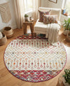 Mediterranean Lattice Collection Area Rug -  Casablanca (Ivory Multi) Round Ivory Multi  lifestyle 50