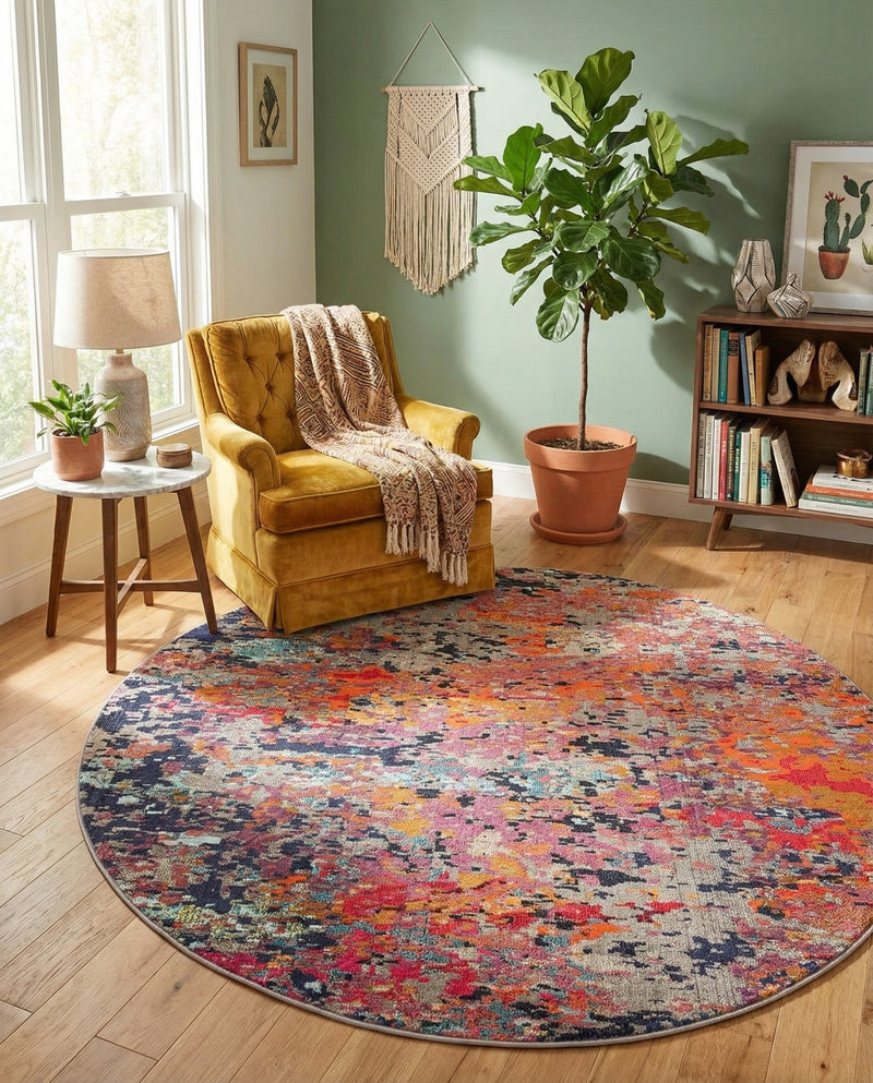 Colorburst Oasis Collection Area Rug -  Prism Round Multi  lifestyle 52
