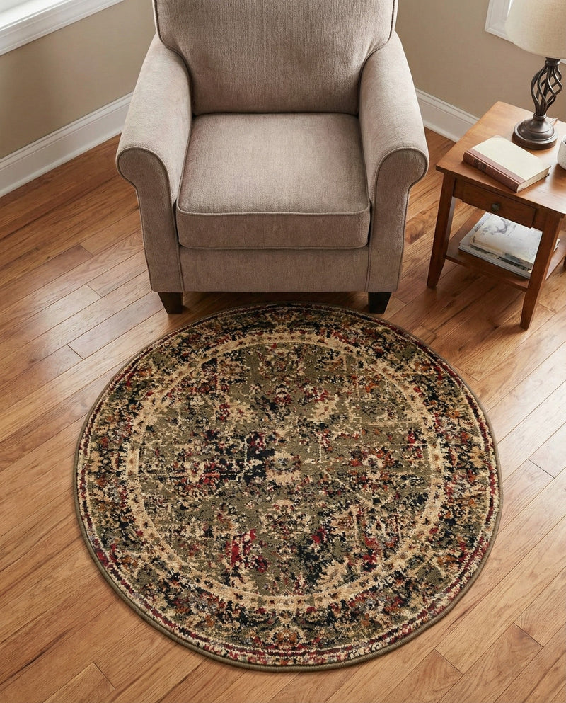 Neptune Elegance Collection Area Rug -  Galatea (Green) Round Green  lifestyle 23