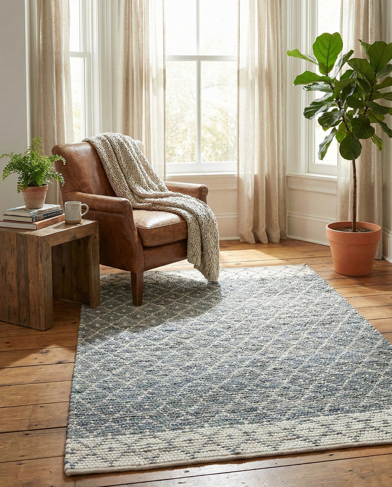 Tulum Trellis Collection Area Rug - Shoreline Rectangle Gray  lifestyle 14