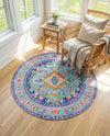 Heritage Elegance Collection Area Rug -  Taj Round Blue  lifestyle 69