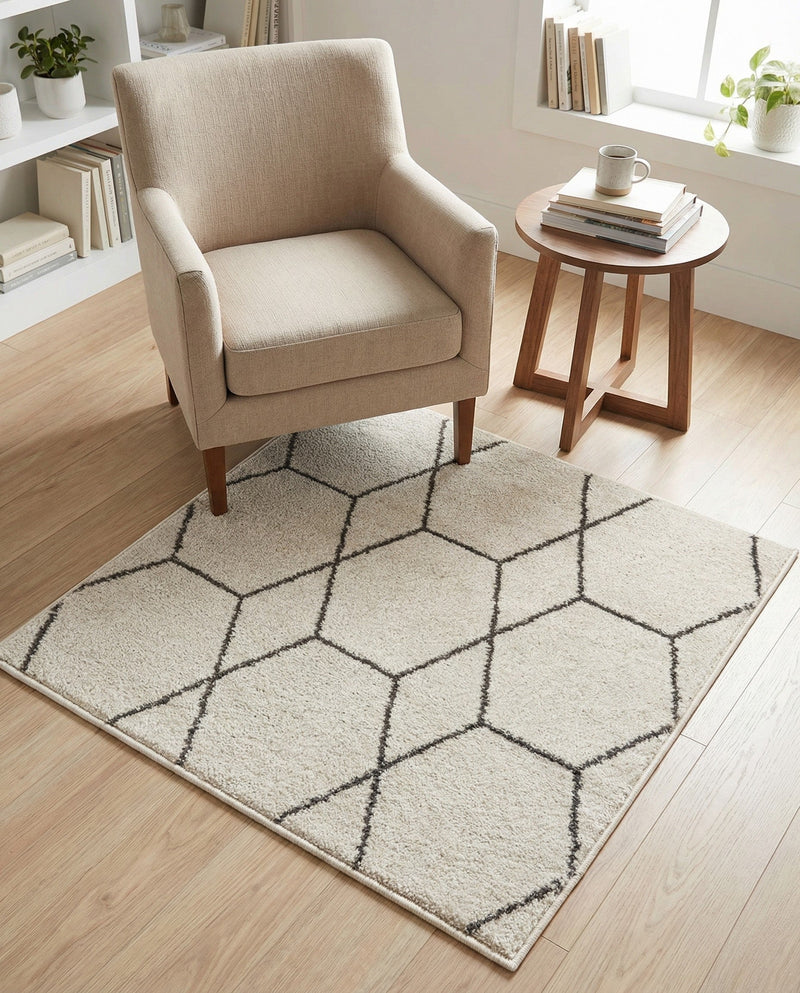 Trellis Mosaic Collection Area Rug - Arborville (Ivory) Square Ivory  lifestyle 65