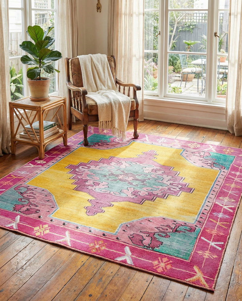 Heritage Elegance Collection Area Rug -  Winterthur (Yellow) Square Yellow  lifestyle 64