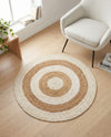 Woven Seaside Jute Collection Area Rug - Nautilus Round White Natural  lifestyle 47