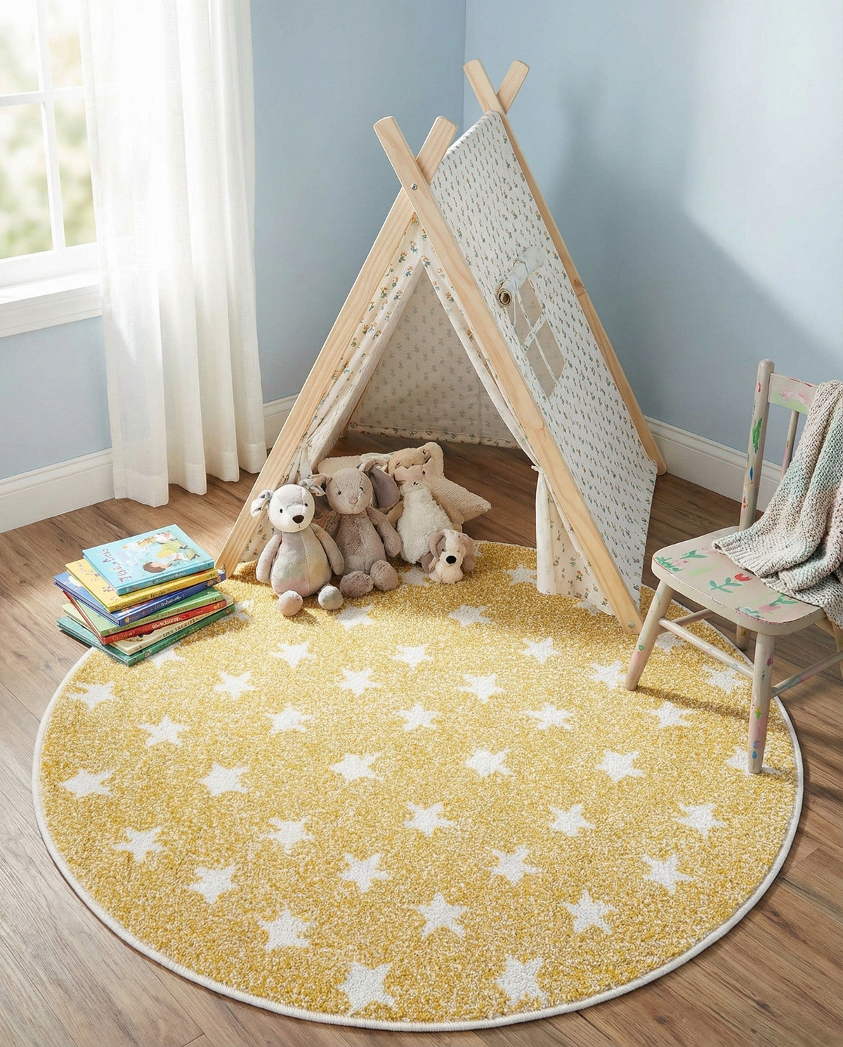 Wonder Tykes Collection Area Rug -  Mosaic Round Soft Yellow  lifestyle 138