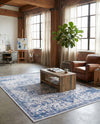 Baroque Era Collection Area Rug - Versailles (Gray Blue) Rectangle Gray Blue  lifestyle 9