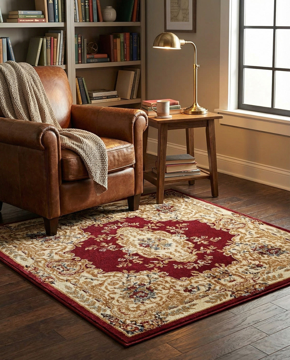 Versailles Elegance Collection Area Rug -  Vincennes Square Red  lifestyle 116