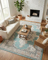Beverly Grove Collection Area Rug -  Fairfax (Aqua) Rectangle Aqua  lifestyle 21