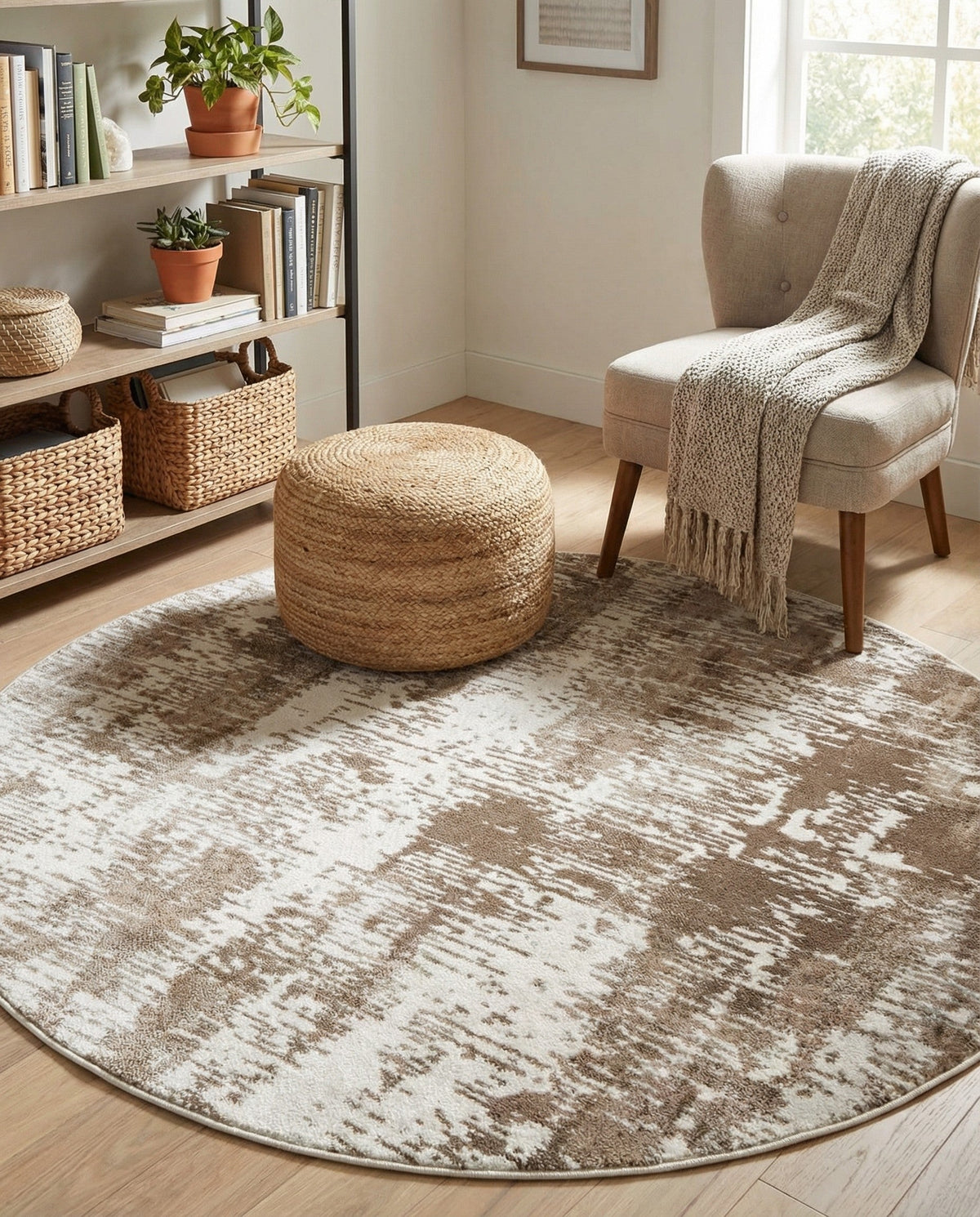Coastal Haven Collection Area Rug -  Pelican Round Ivory  lifestyle 127