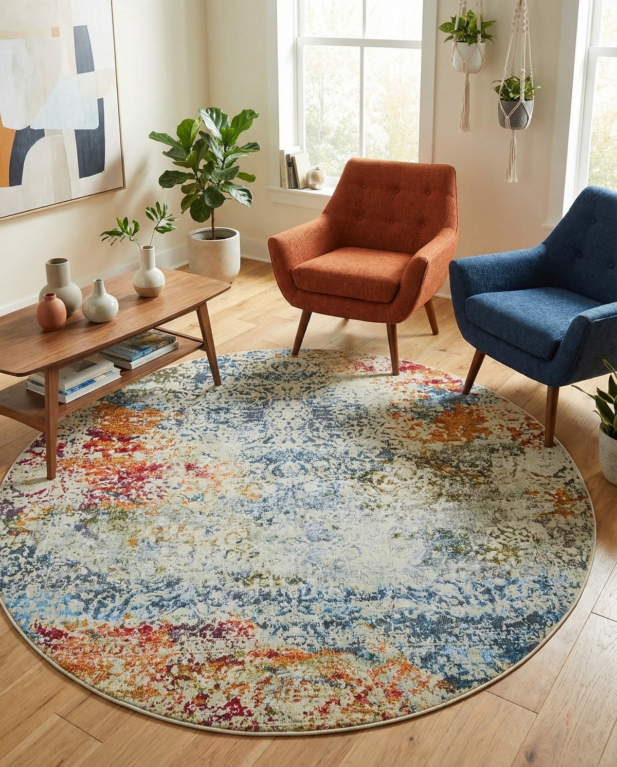 Caribbean Breeze Collection Area Rug -  Isla Round Cream  lifestyle 60