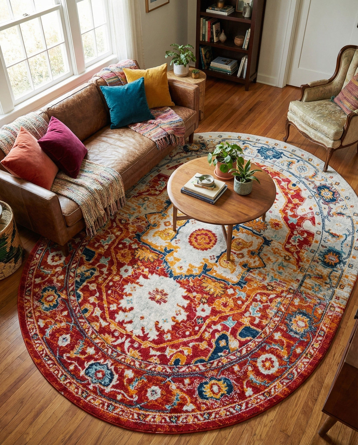 Parisian Elegance Collection Area Rug - Versailles (Rust Red) Oval Rust Red  lifestyle 83