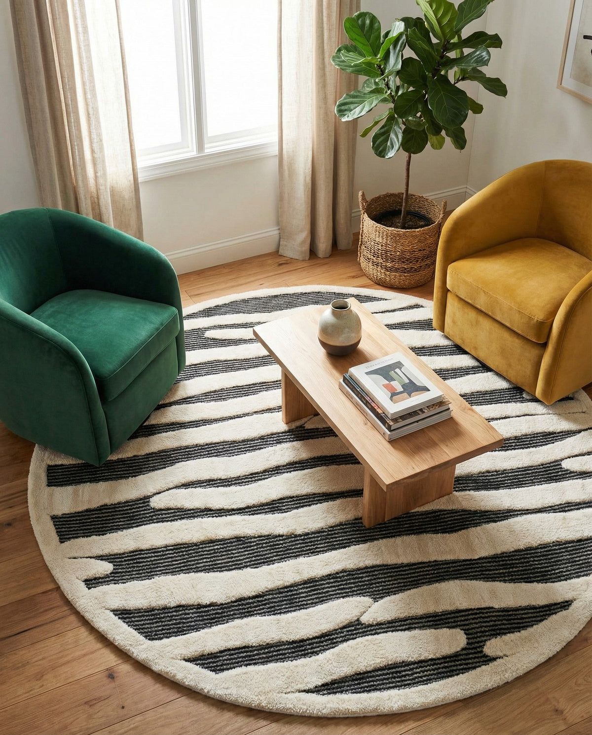 Monochrome Collection Area Rug - Slate Round Gray  lifestyle 103