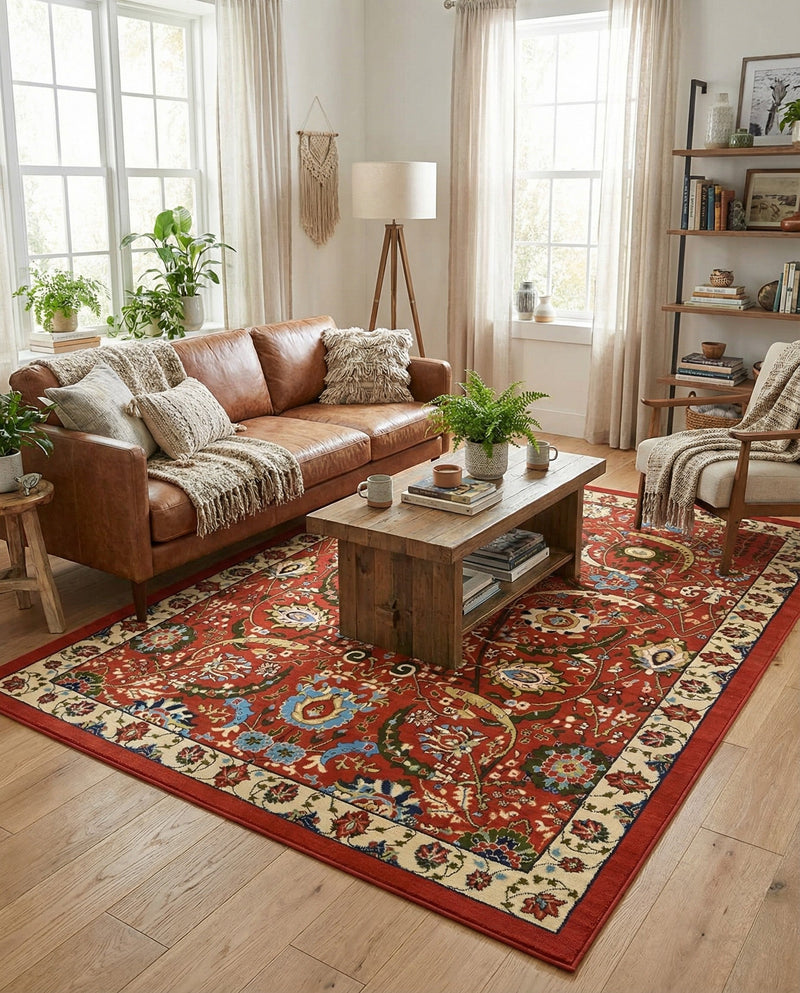 Tabriz Tapestry Collection Area Rug - Sahand (Terracotta) Rectangle Terracotta  lifestyle 19