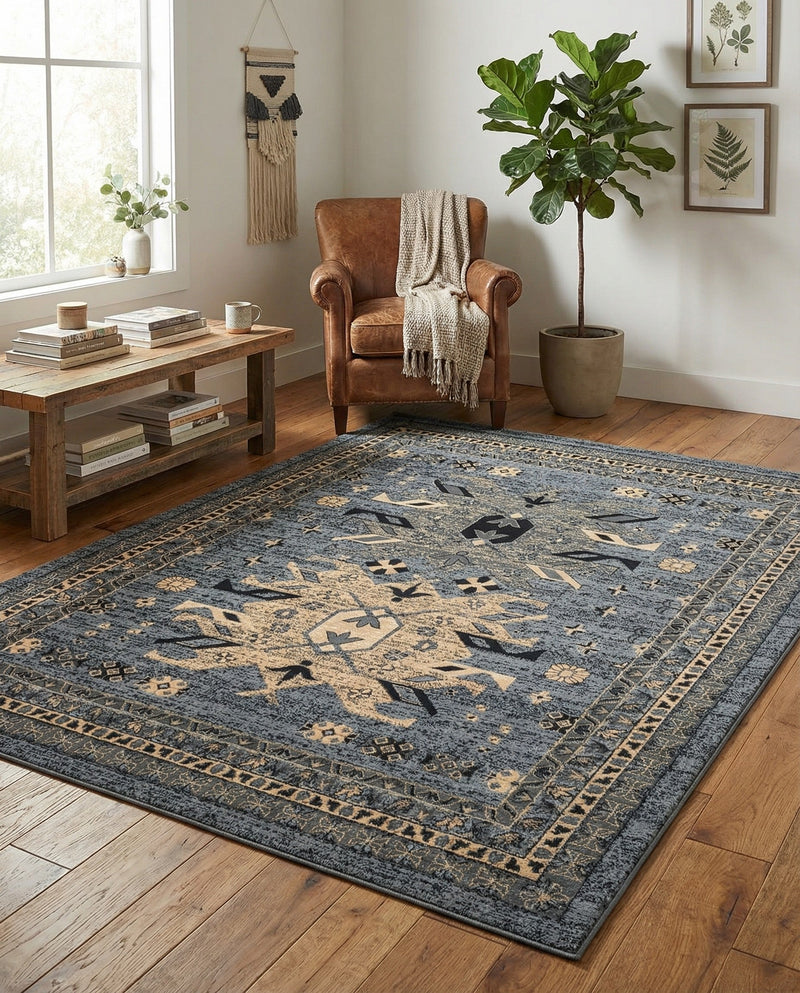 Tabriz Tapestries Collection Area Rug - Azerbaijan (Gray) Rectangle Gray  lifestyle 23