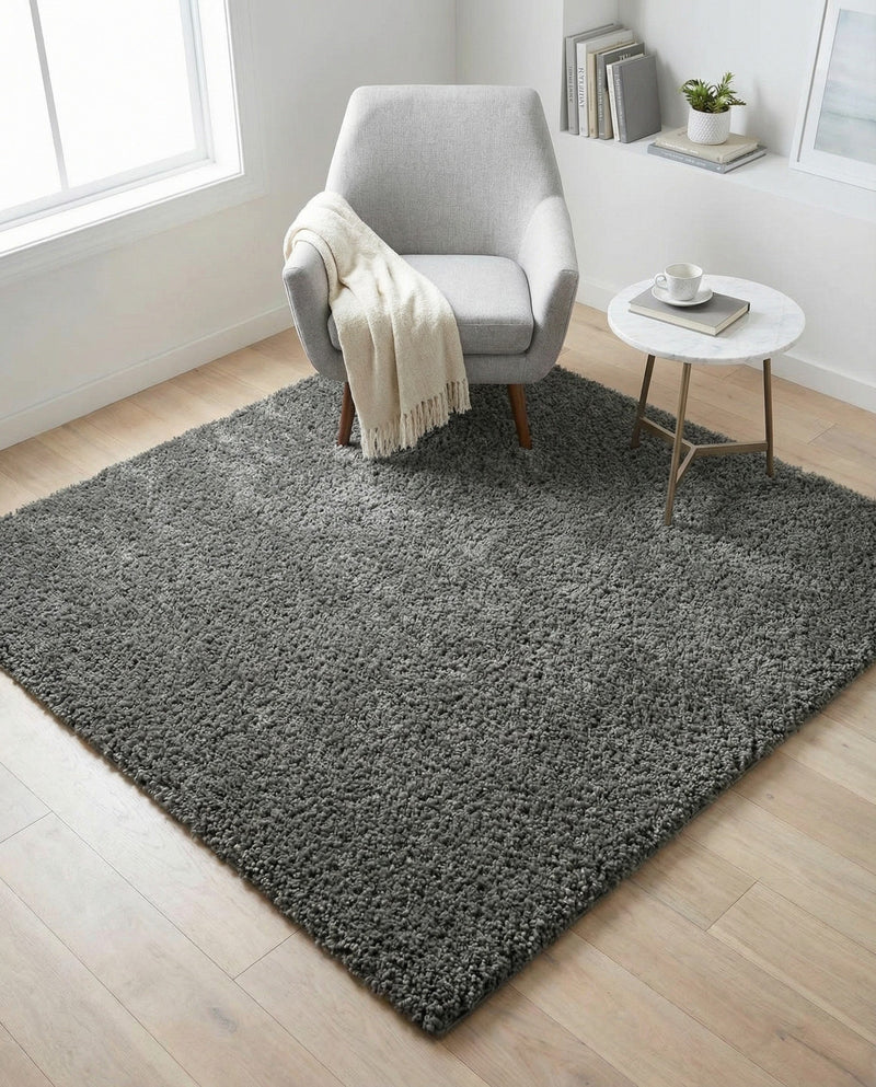 Cozy Comfort Shag Collection Area Rug - Haven (Smoke Gray) Square Smoke Gray  lifestyle 52