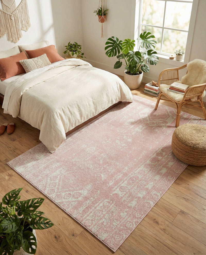 Brighton Stripes Collection Area Rug - Sussex (Pink) Rectangle Pink  lifestyle 17