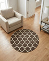 Lattice Gardens Collection Area Rug -  Bloomfield (Brown) Round Brown  lifestyle 34