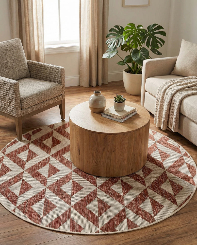 Urban Oasis Rugs Collection Area Rug -  Highrise (Rust Red) Round Rust Red  lifestyle 45