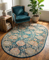 Seville Stripes Collection Area Rug -  Cordoba (Blue) Oval Blue  lifestyle 27