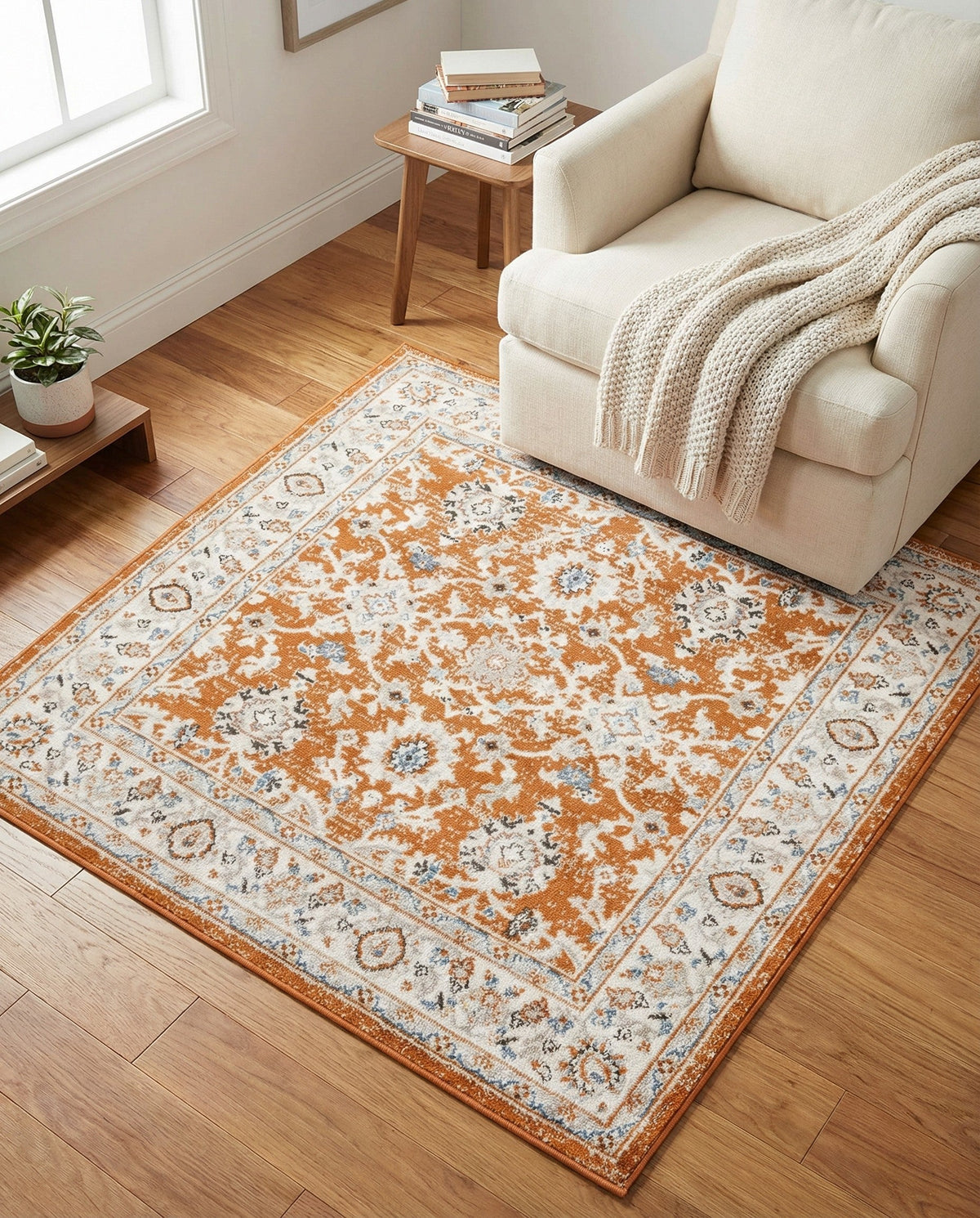 Savannah Elegance Collection Area Rug - Augusta (Rust Red) Square Rust Red  lifestyle 95