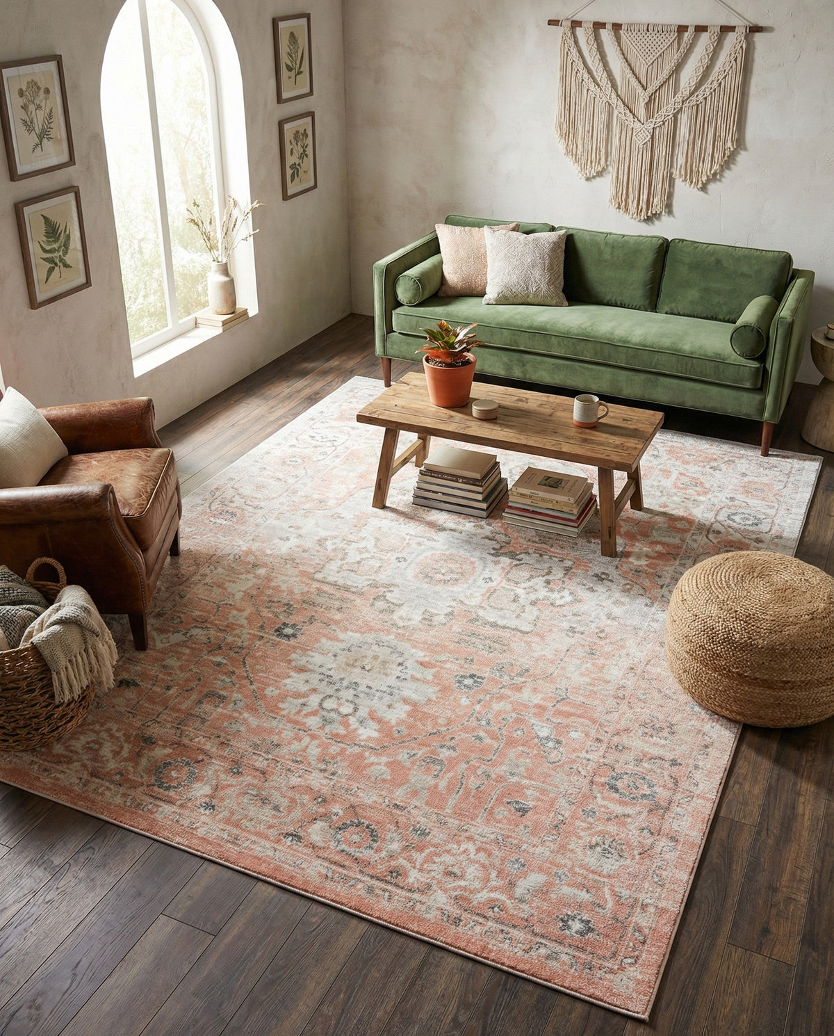 Parisian Elegance Collection Area Rug - Versailles (Rose Pink) Rectangle Rose Pink  lifestyle 22