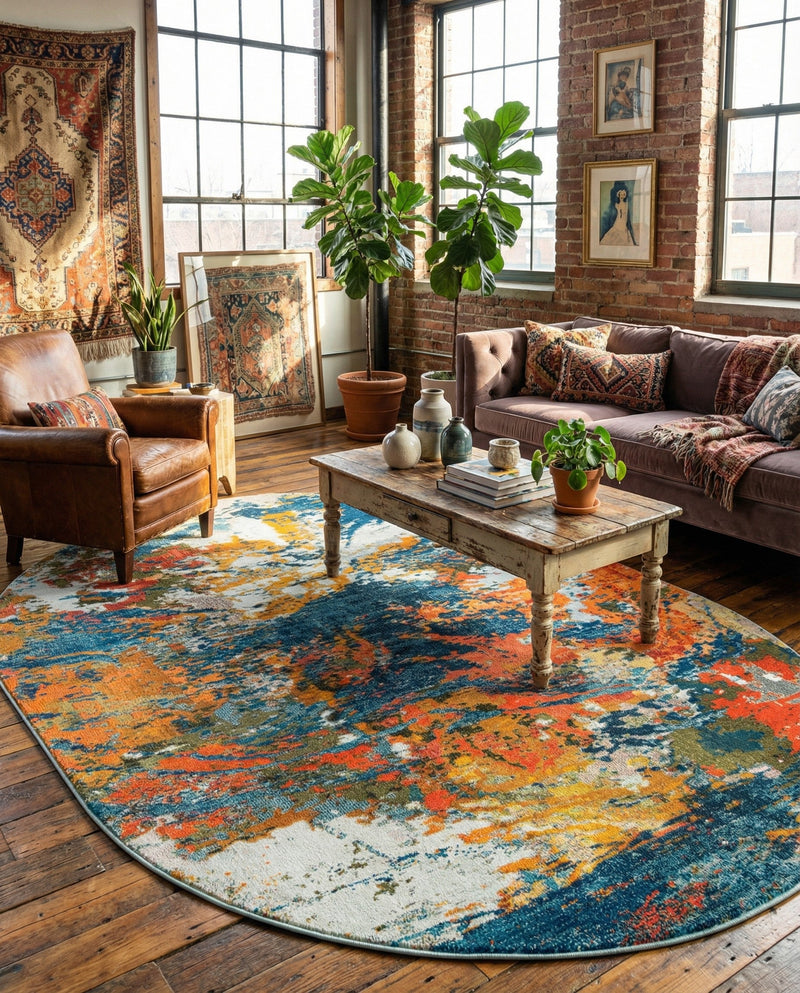 Colorburst Oasis Collection Area Rug -  Chroma Oval Multi  lifestyle 33
