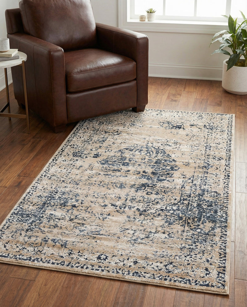 Coastal Manor Collection Area Rug -  Dunes Rectangle Dark Blue  lifestyle 23