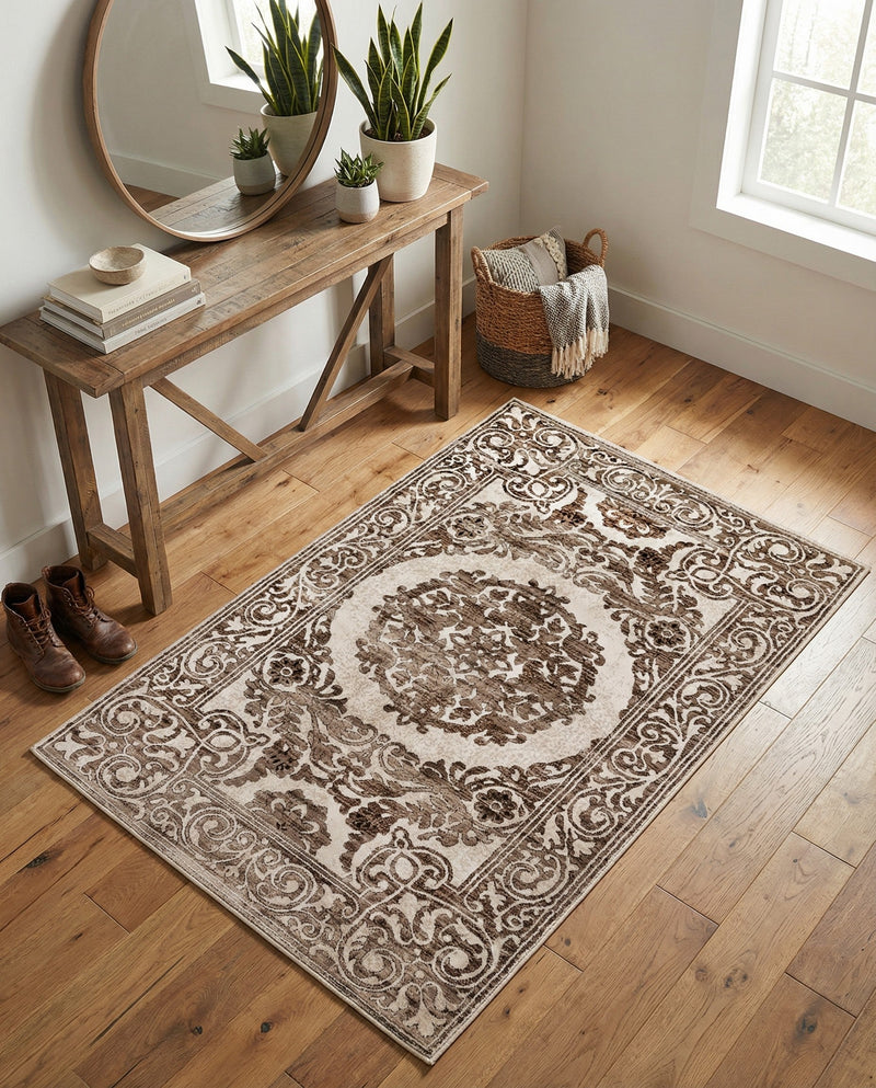 Sanctuary Retreat Collection Area Rug -  Enclave Rectangle Chocolate Brown  lifestyle 14