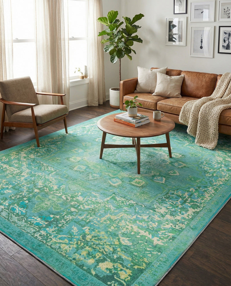 Baroque Era Collection Area Rug - Versailles (Spring Green) Rectangle Spring Green  lifestyle 16