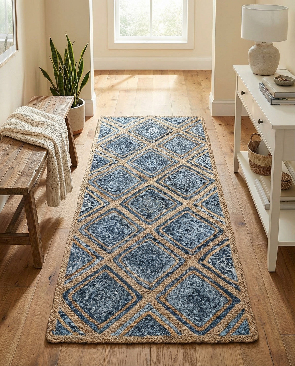 Woven Seaside Jute Collection Area Rug - Marina Runner Blue  lifestyle 125