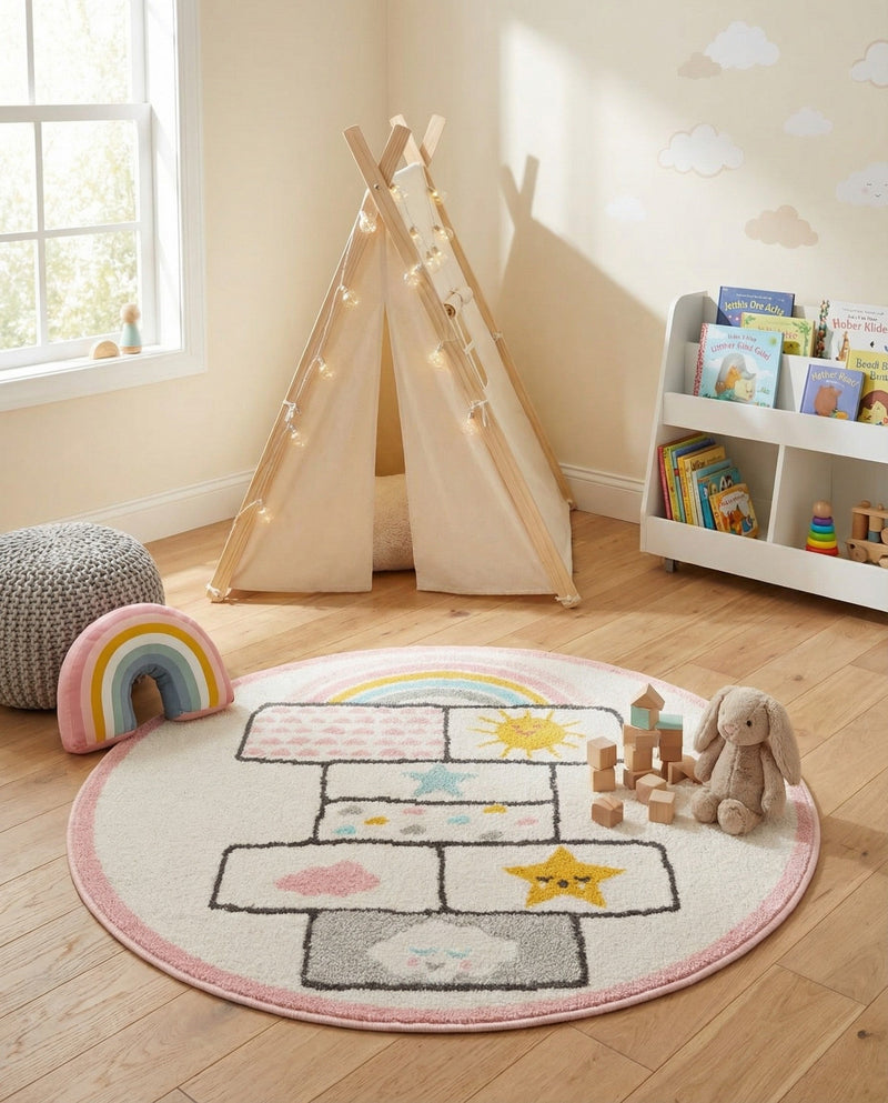 Wonder Tykes Collection Area Rug -  Swirl Round Ivory  lifestyle 37