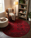 Samarkand Elegance Collection Area Rug -  Fergana Round Red  lifestyle 65