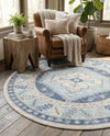 Savannah Series Collection Area Rug -  Augusta (Sky blue) Round Sky blue  lifestyle 55