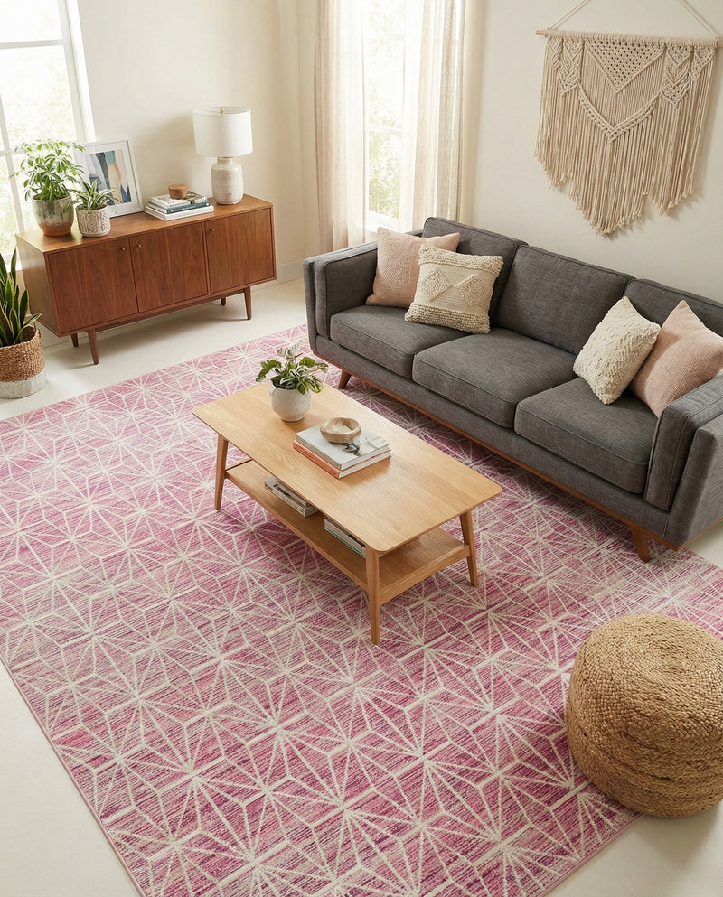 Metro Heights Collection Area Rug -  Hudson Rectangle Pink  lifestyle 40