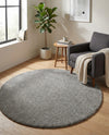 Solid Shag Seaside Collection Area Rug - Azure Cove (Gray) Round Gray  lifestyle 45