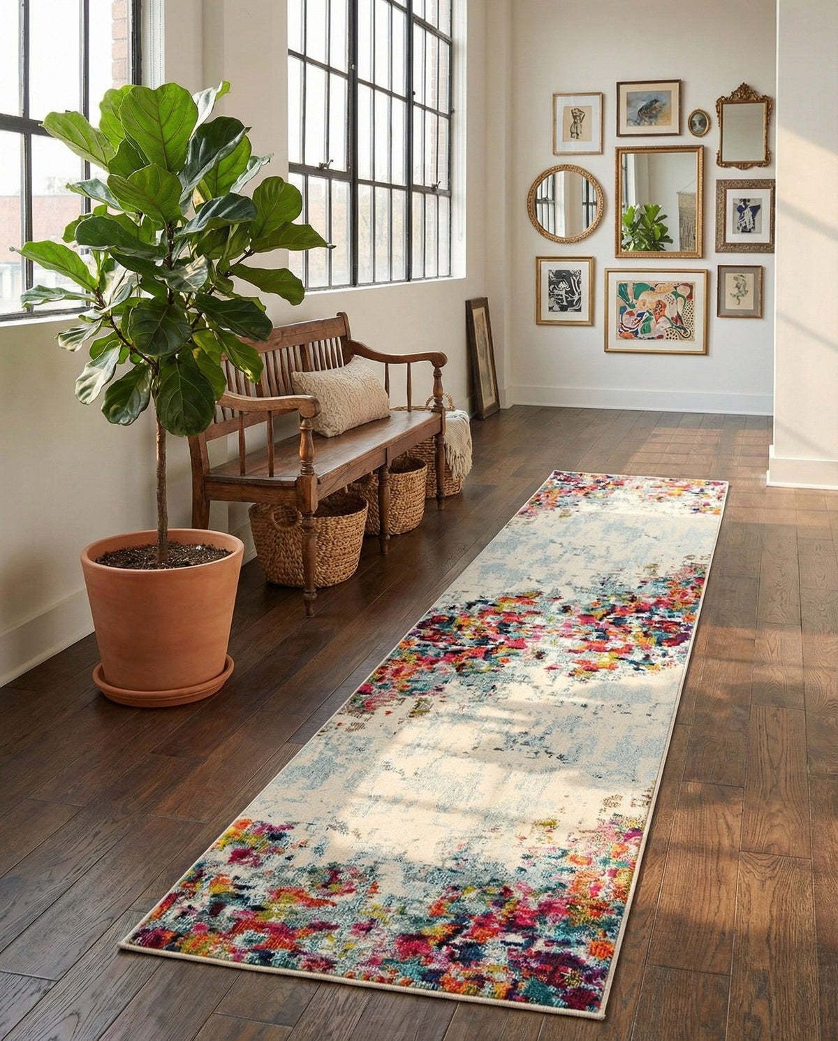 Chromatic Oasis Collection Area Rug -  Blush Runner Multi  lifestyle 75