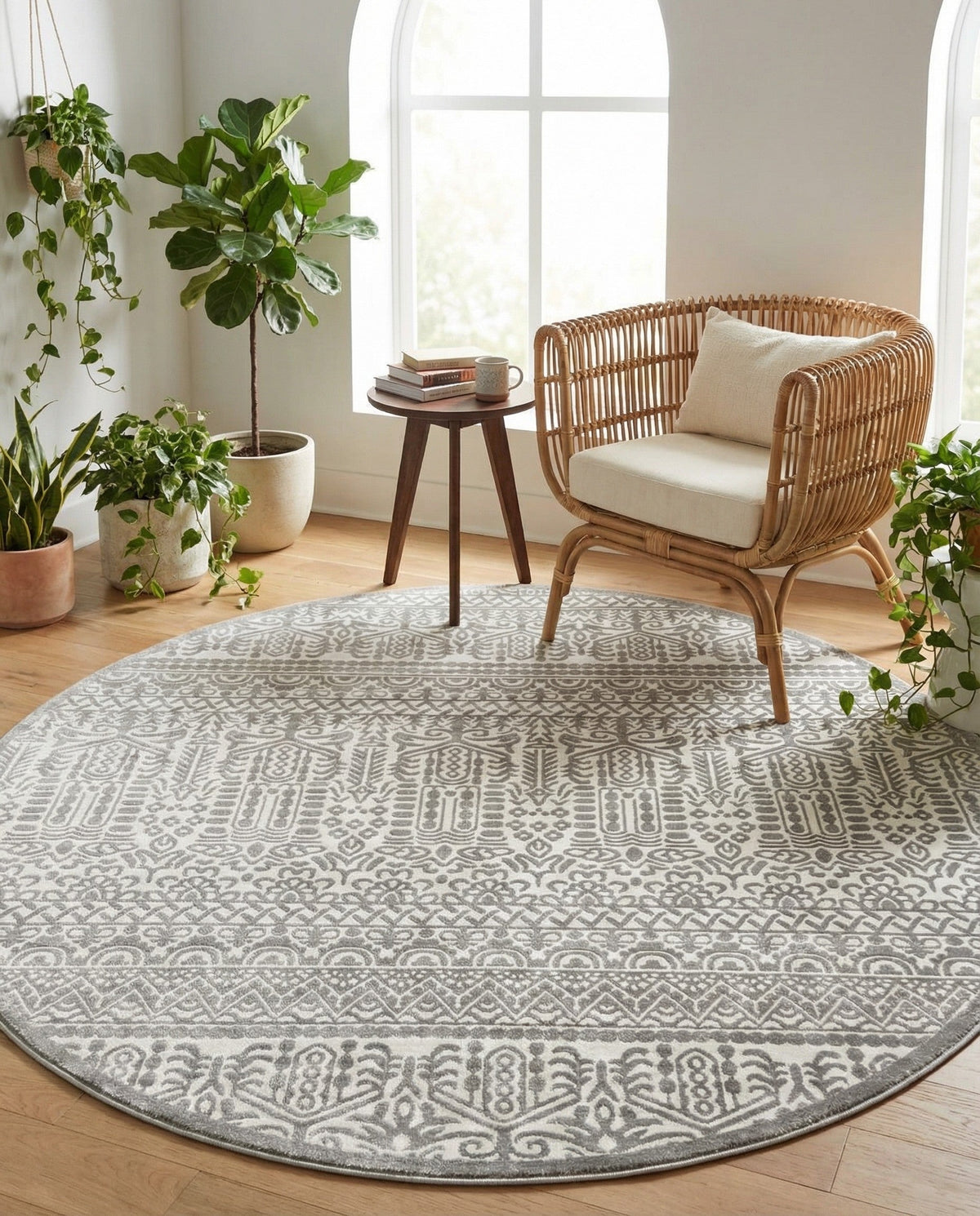 Metro Heights Collection Area Rug -  Chelsea Round Gray  lifestyle 132