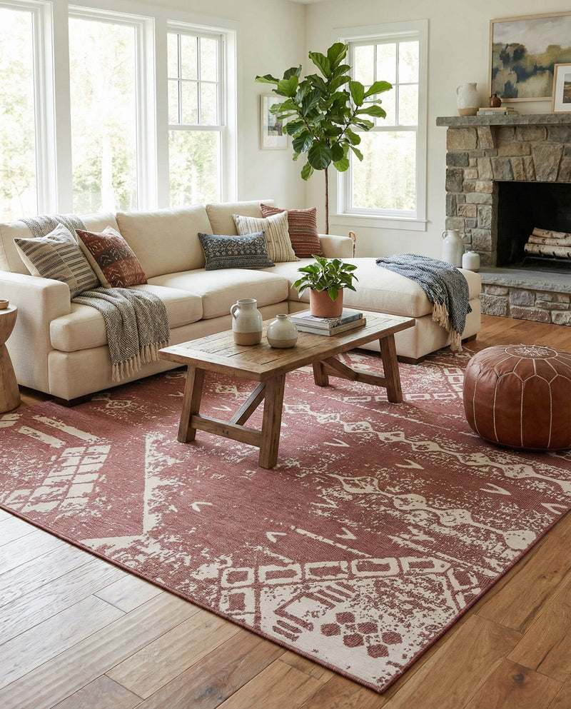 Desert Nomad Terrace Collection Area Rug - Sahara (Rust Red) Square Rust Red  lifestyle 51