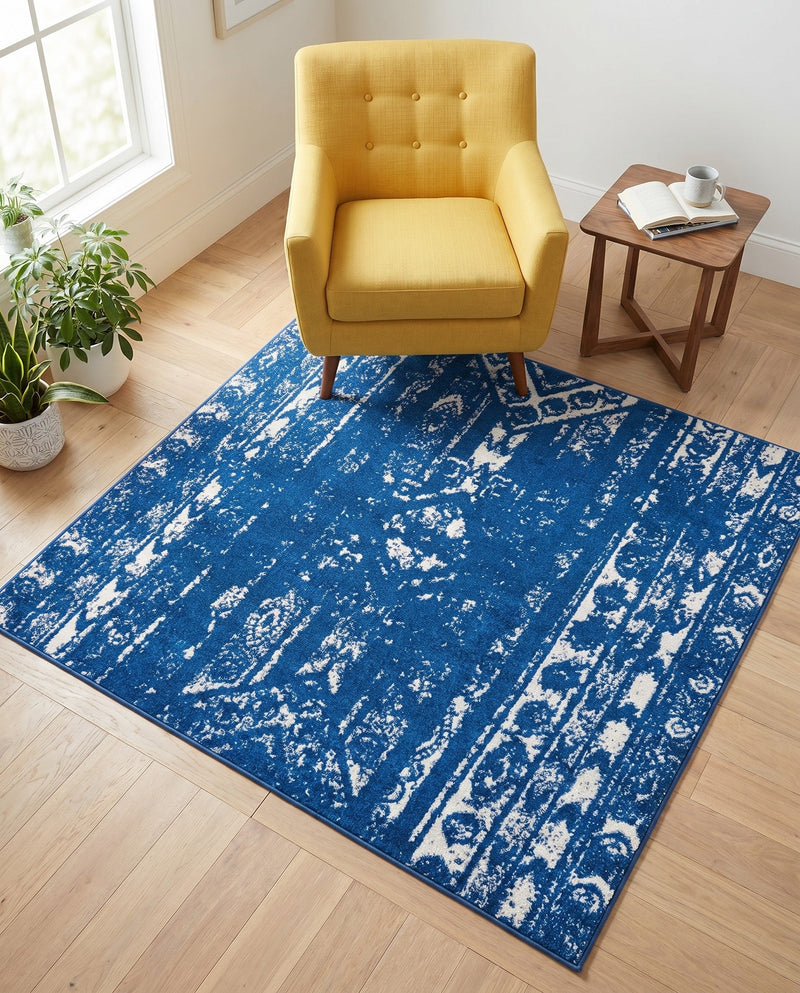Brighton Stripes Collection Area Rug - Sussex (Navy Blue) Square Navy Blue  lifestyle 49