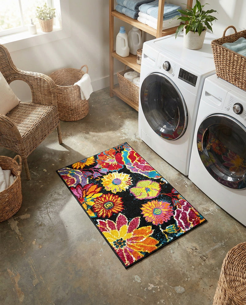 Venetian Elegance Collection Area Rug -  Accademia Rectangle Black  lifestyle 72