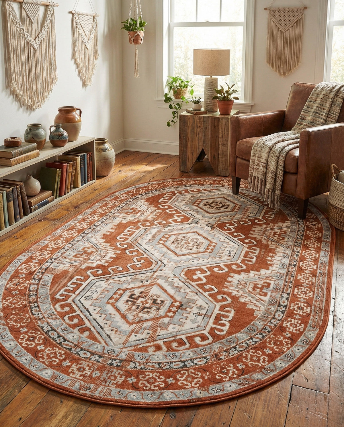 Savannah Elegance Collection Area Rug -  Tybee (Terracotta) Oval Terracotta  lifestyle 93