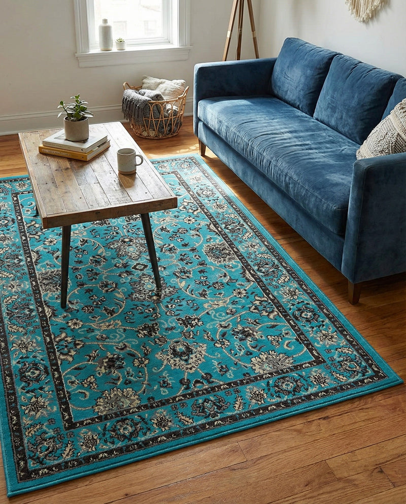 Isfahan Elegance Collection Area Rug - Naghsh-e Jahan (Turquoise) Rectangle Turquoise  lifestyle 10