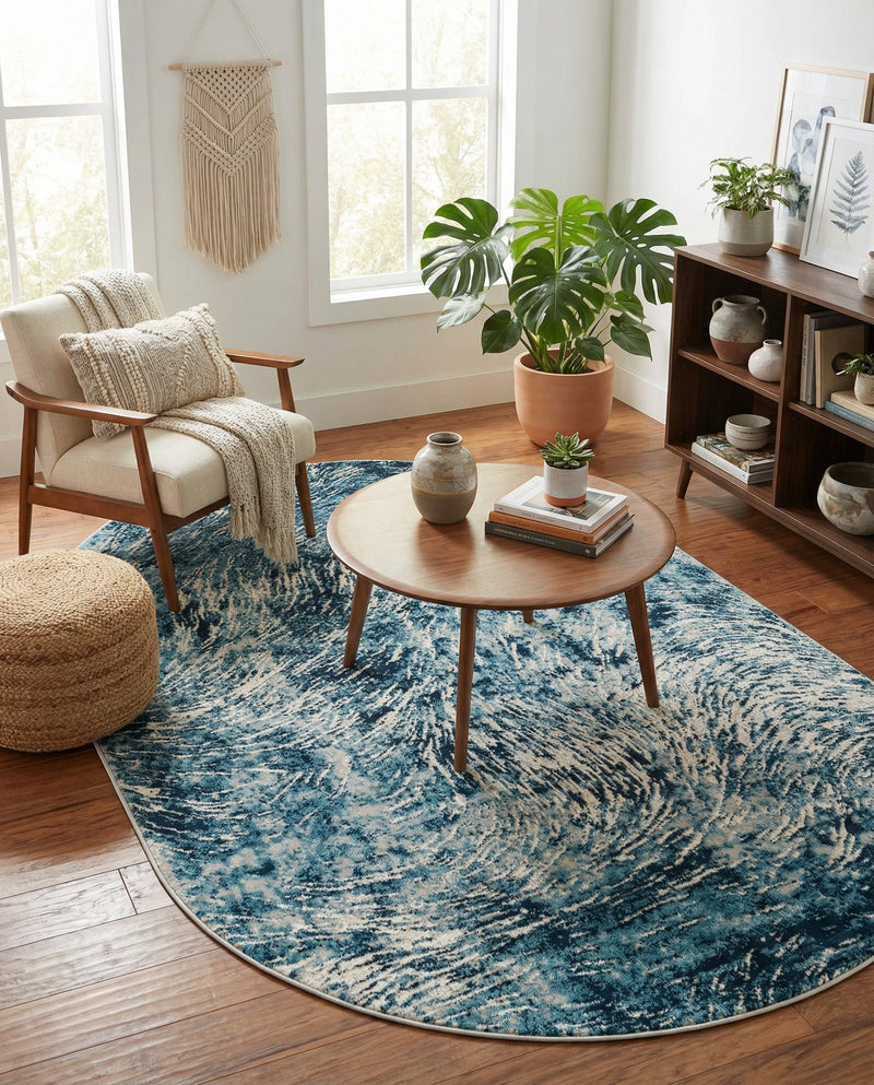 Serenity Sands Collection Area Rug -  Quietshore Oval Blue  lifestyle 78