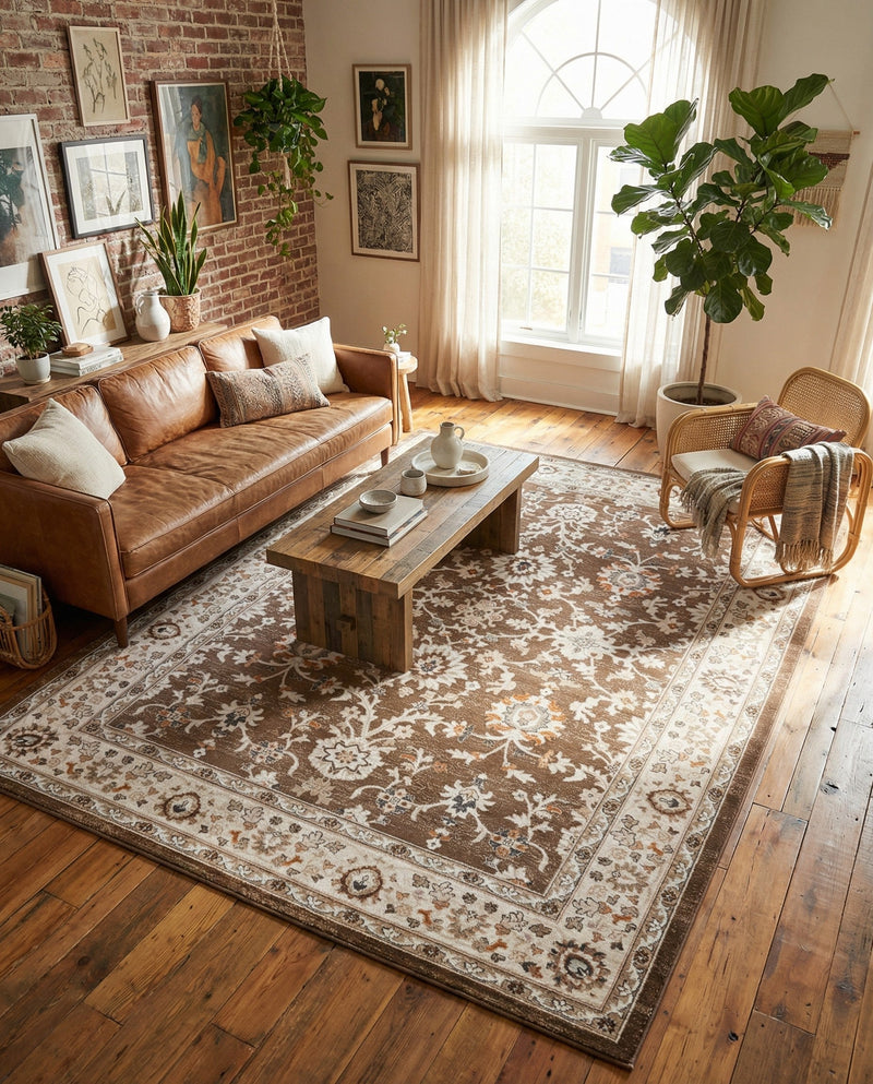 Savannah Elegance Collection Area Rug - Augusta (Brown) Rectangle Brown  lifestyle 17