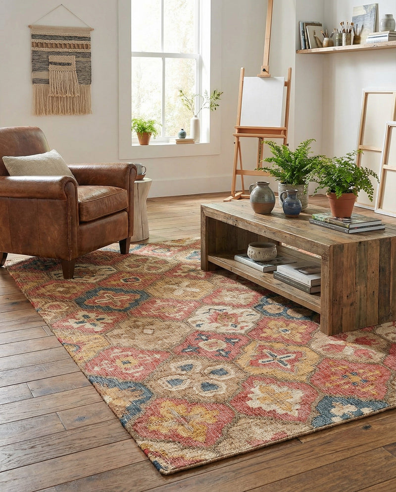 Benares Handwoven Jute Collection Area Rug - Ganges Rectangle Multi  lifestyle 19